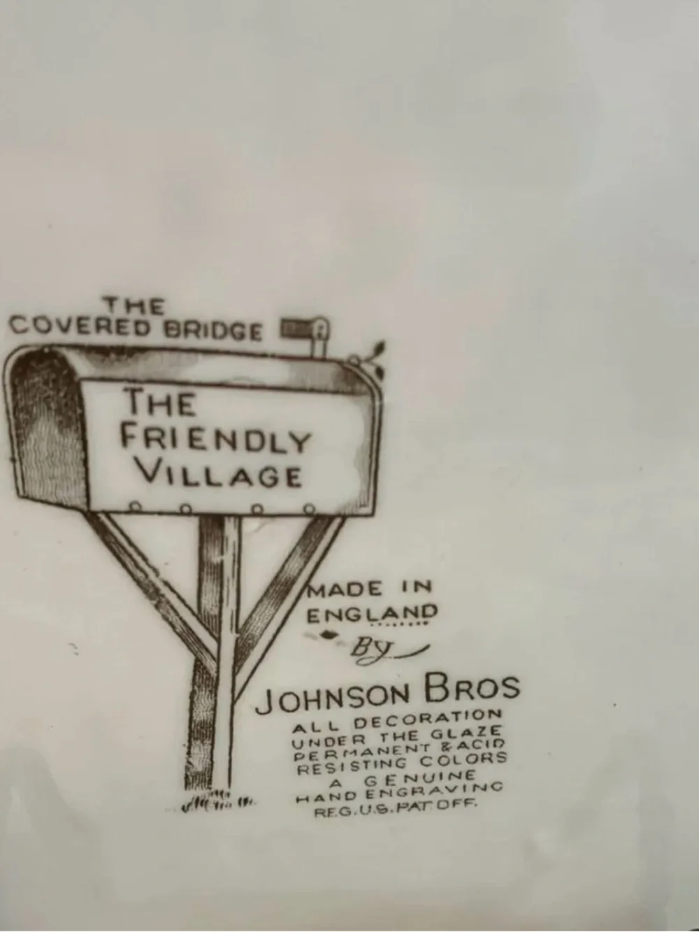 Vintage Johnson Bros The Friendly Village Large - Covered Bridge - Platter
